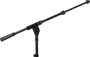 SBG Support Microphone Sol avec Trépied et Hauteur Réglable - Acier Noir