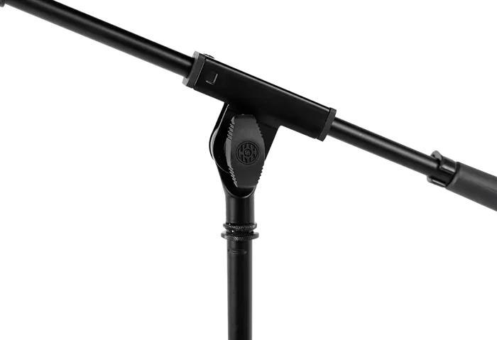 SBG Support Microphone Sol avec Trépied et Hauteur Réglable - Acier Noir