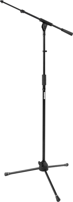 SBG Support Microphone Sol avec Trépied et Hauteur Réglable - Acier Noir