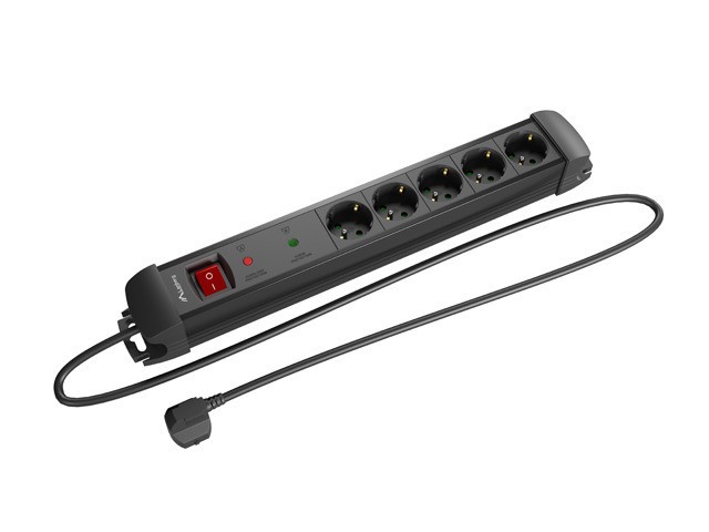 Lanberg SP1 Multiprise 5 Prises Schuko avec Protection Enfant Interrupteur et Parafoudre Noir 150cm