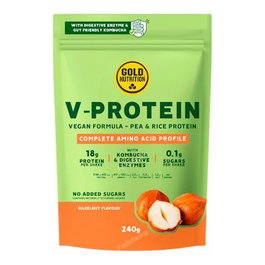 Gold Nutrition V-Protein Avellana 240Gr – Protéine Végétale en Poudre Goût Noisette (72-78% Protéines, avec Bromelaïne)
