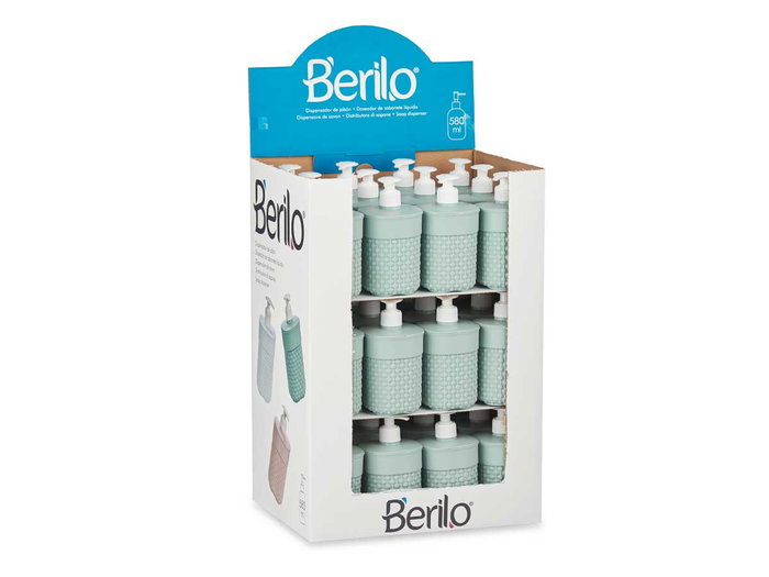 Berilo Distributeur Salle de Bain Plastique 580 ml Vert Menthe 9 x 16 x 12 cm (Set de 36)