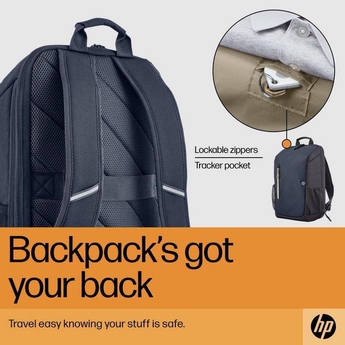 HP Sac à dos Travel pour ordinateur portable 15,6 pouces - 18 litres en tissu recyclé bleu nuit