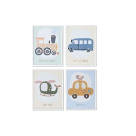 Cadre Home ESPRIT Jaune Bleu Toile 30 x 1,8 x 40 cm (4 Unités)