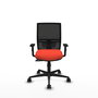 Chaise Yunquera Synchro 4 positions tissu Orange foncé Maille Noir Base en nylon noir Accoudoir 1D Sans appui-tête Roulettes 65mm nylon