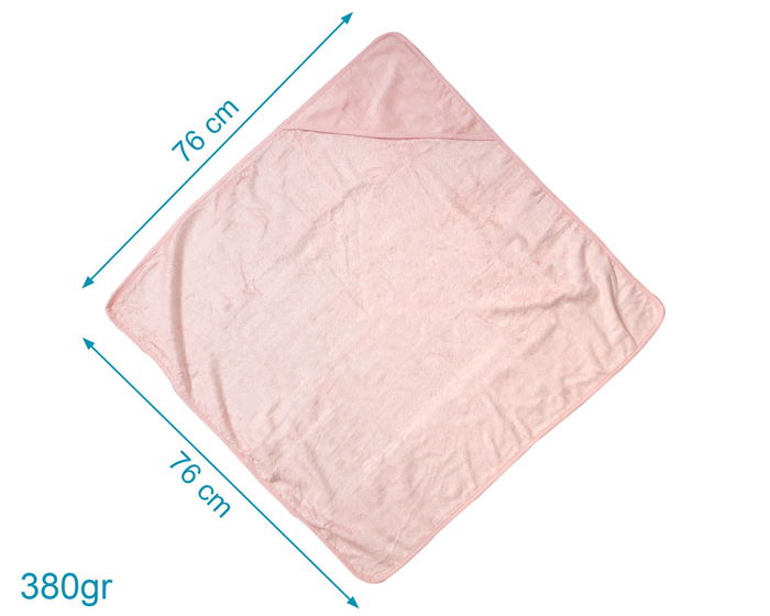 KioKids Toallita de baño para bebé en bambú 100%, capucha, 76x76 cm, color rosa, Certificada Oeko-Tex, Collection Ecofriendly
