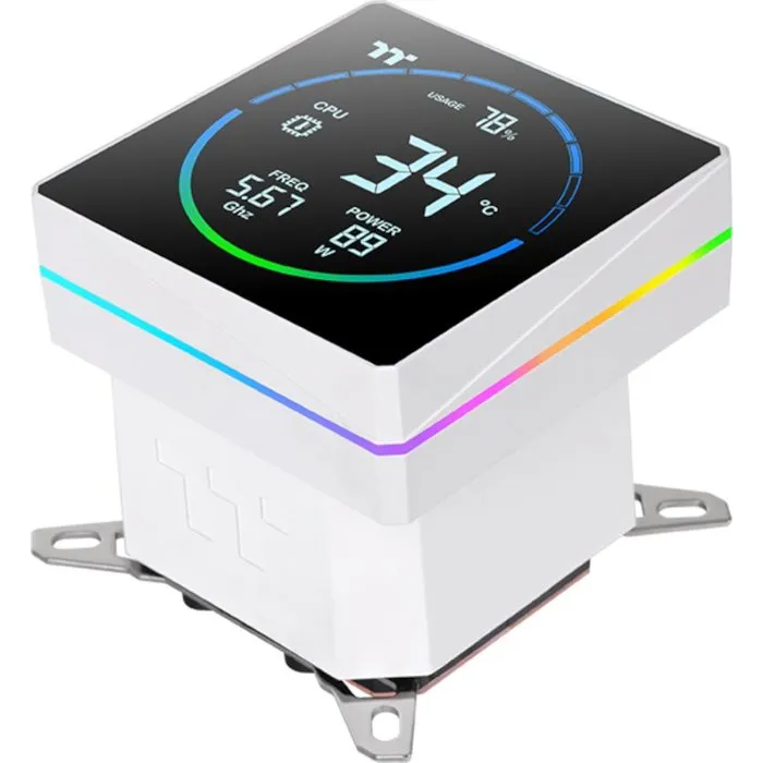 Thermaltake TH360-S V3 A-RGB Sync Snow Watercooling AIO - Refroidissement liquide CPU avec écran LCD, 1 ventilateur 360 mm ARGB - Compatible Intel LGA et AMD AM5/AM4 - Blanc
