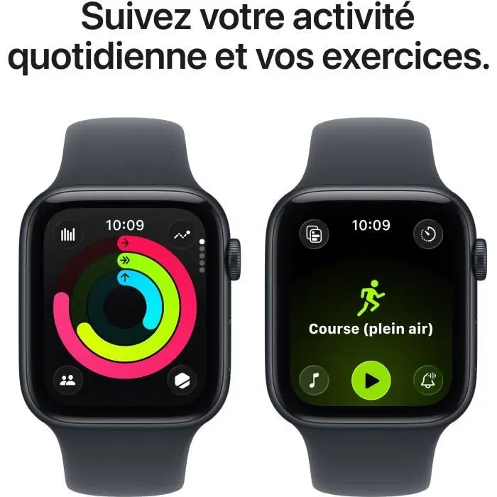 Apple Watch SE 3 (GPS, 44mm) Boîtier Aluminium Midnight avec Bracelet Sport Band Noir - S/M