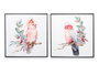 Giftdecor – Tableau sur toile encadré noir, motif oiseaux assortis, 50x50x3 cm (Set de 4)