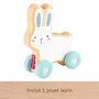 Fisher Price Véhicule Lapin En Bois à Pousser avec Queue en Silicone à Ressort, Jouet d'Éveil Motricité Fine pour Enfants Dès 12 Mois