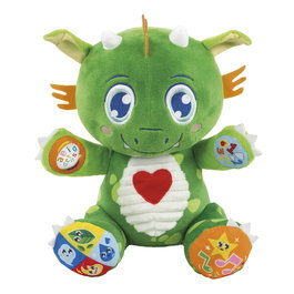 Clementoni Ramón Mi Amigo Dragón 55557 - Dragon peluche d'éveil musical et lumineux avec sons, chiffres et textures, jouet pour bébé +6 mois