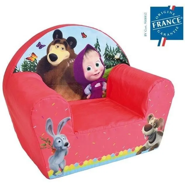 Fun House Fauteuil club enfant Masha et Michka - Housse lavable, H42xL52xP33 cm