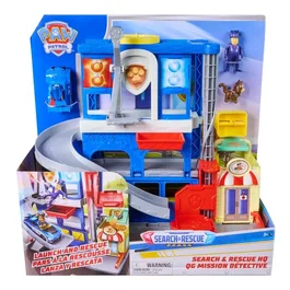 Spin Master Coffret QG Pat' Patrouille Mission Détective avec Ascenseur Rotatif, Véhicule de Course et Remorque, Figurines Chase, Maire, Chat - Jeu d'Imagination dès 3 Ans
