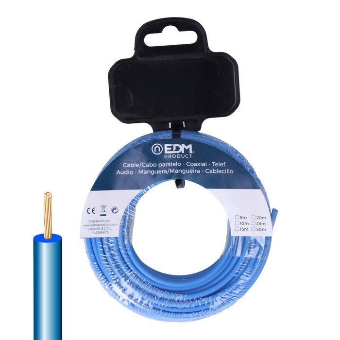 Câble électrique unifilaire EDM 28578 Bleu 15 m h07z1-k Câble électrique unifilaire EDM 28578 Bleu 15 m h07z1-k