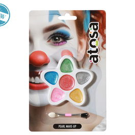 Palette de maquillage pailleté multicolore en forme d'étoile avec applicateur pour déguisement de clown, carnaval, Halloween et spectacle