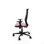 Chaise Mardos Synchro 4 positions tissu Rose Maille Noir Base en nylon noir Accoudoir 1D Sans appui-tête Roulettes 65mm nylon