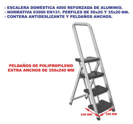SIFER Échelle en aluminium renforcé 5 marches larges