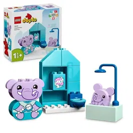 LEGO 10413 DUPLO My First Mes Rituels Quotidiens - Le Bain, Jouet Éducatif de Baignoire avec 2 Figurines d'Éléphants pour Bébés et Tout-Petits