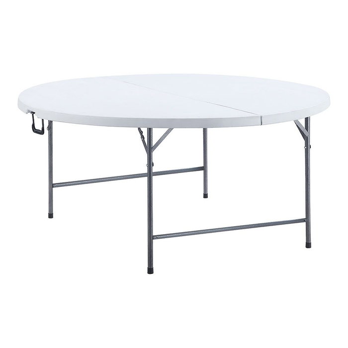 Edm Table ronde pliante 180x74 cm, blanc, en plastique haute densité et acier Edm Table ronde pliante 180x74 cm, blanc, en plastique haute densité et acier