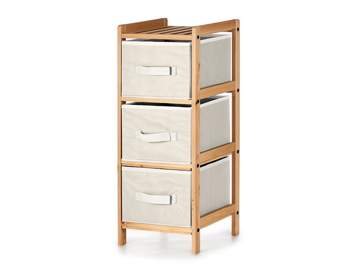 Kipit Étagère en Bambou 3 tiroirs Blanc 28,5 x 26 x 70 cm (Set de 2)