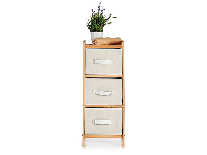 Kipit Étagère en Bambou 3 tiroirs Blanc 28,5 x 26 x 70 cm (Set de 2)