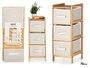Kipit Étagère en Bambou 3 tiroirs Blanc 28,5 x 26 x 70 cm (Set de 2)