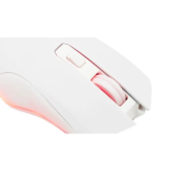 The G-Lab Souris Gamer Sans Fil Kult Helium, RGB, Bluetooth/2.4Ghz, 6400 DPI, 6 Boutons, Ergonomique, Blanc