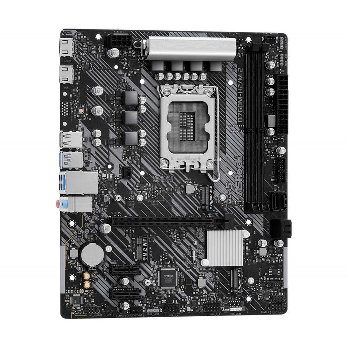 ASRock B760M-H/M.2 Carte mère micro ATX Socket Intel LGA1700 DDR5 128 Go PCIe 4.0 M.2 HDMI 2.1 2.5GbE ASRock B760M-H/M.2 Carte mère micro ATX Socket Intel LGA1700 DDR5 128 Go PCIe 4.0 M.2 HDMI 2.1 2.5GbE