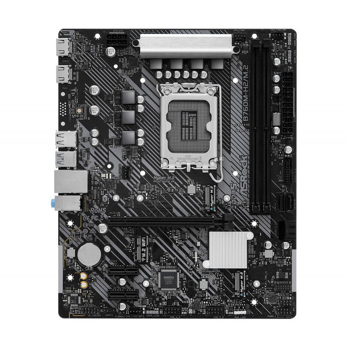 ASRock B760M-H/M.2 Carte mère micro ATX Socket Intel LGA1700 DDR5 128 Go PCIe 4.0 M.2 HDMI 2.1 2.5GbE ASRock B760M-H/M.2 Carte mère micro ATX Socket Intel LGA1700 DDR5 128 Go PCIe 4.0 M.2 HDMI 2.1 2.5GbE