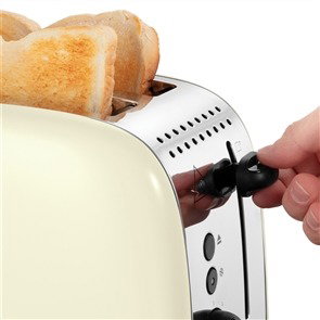 Russell Hobbs 26551-56 Tostador Colours Plus Crème - Grille-pain 2 Fentes Large avec Réglage Browning, Fonction Pain Surgelé, Caliente-brioches et Plateau Crumbs Amovible