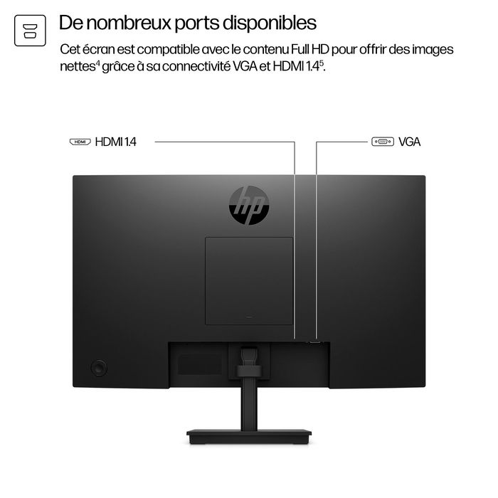 HP 324pv - Moniteur 23.8 pouces / 60.5 cm FHD, Écran PC 100 Hz, HP Eye Ease, Bords Fins, Noir