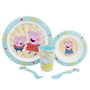 Stor - Set d'assiette, bol, verre, cuillère et fourchette Peppa Core pour bébé - Va au micro-ondes - Produit en espagnol