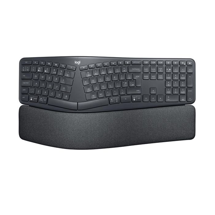 Logitech ERGO K860 - Clavier ergonomique sans fil 2.4 GHz/Bluetooth 5.0 avec repose-poignets en mousse mémoire de forme - Disposition US International Logitech ERGO K860 - Clavier ergonomique sans fil 2.4 GHz/Bluetooth 5.0 avec repose-poignets en mousse mémoire de forme - Disposition US International