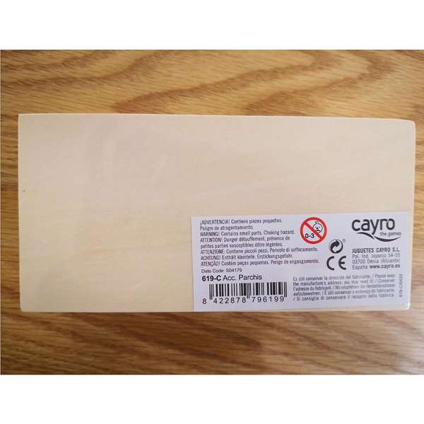 Cayro - Accessoires de Parcheesi (Parchís) en Bois pour 4 Joueurs - Version Multilingue (Espagnol, Anglais, Français, Italien, Portugais, Allemand)