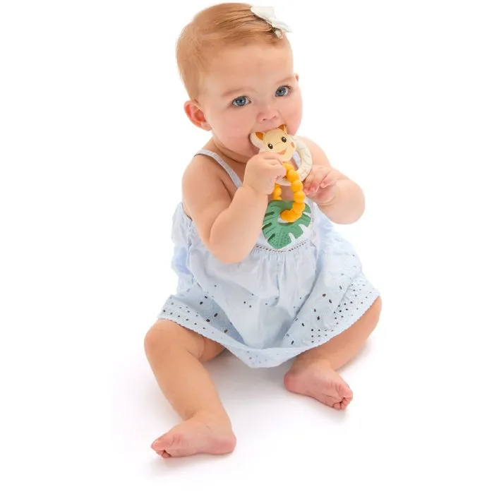 Sophie La Girafe - Tropic'Anneaux - Anneaux de dentition pour bébé - 3 anneaux aux textures variées - Caoutchouc naturel - Soulagement des gencives