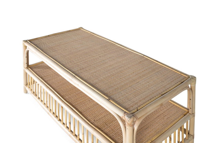 GINER Y COLOMER Table basse en rattan naturel - 110 x 55 x 46 cm - Pièce artisanale en bois naturel pour salon