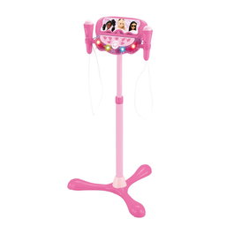 Lexibook Microphone Barbie sur pied ajustable lumineux avec enceinte et 2 micros