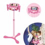Lexibook Microphone Barbie sur pied ajustable lumineux avec enceinte et 2 micros