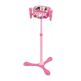 Lexibook Microphone Barbie sur Pied Ajustable Lumineux 60-95 cm, avec 2 Micros, Enceinte Bluetooth, Effets Vocaux et Lumineux, Entrée AUX et Support Téléphone