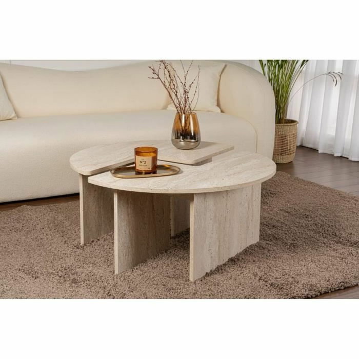 BigBuy Home Table basse MOIRA Ronde Effet marbre travertin BigBuy Home Table basse MOIRA Ronde Effet marbre travertin