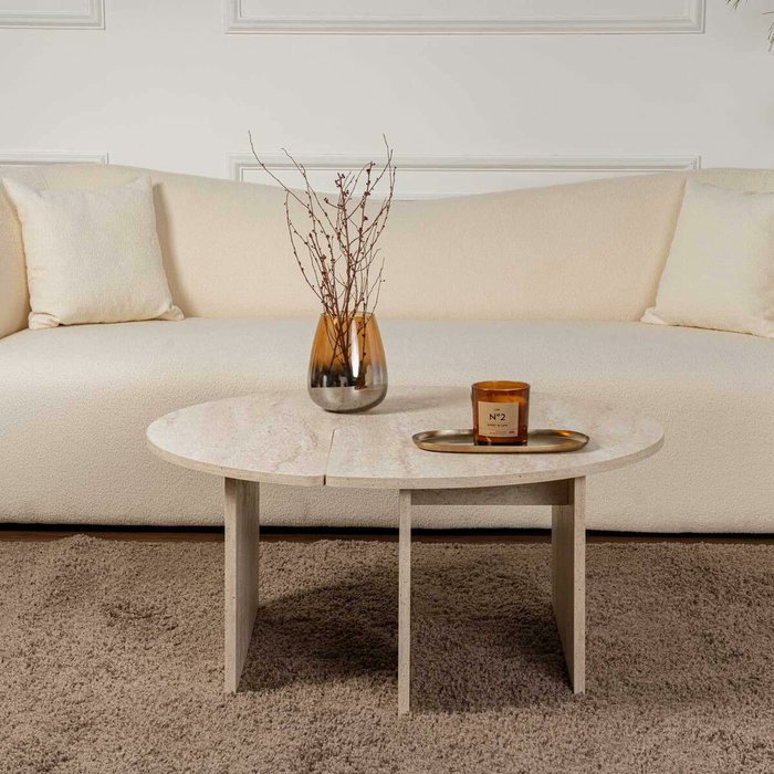 BigBuy Home Table basse MOIRA Ronde Effet marbre travertin BigBuy Home Table basse MOIRA Ronde Effet marbre travertin