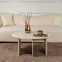BigBuy Home Table basse MOIRA Ronde Effet marbre travertin
