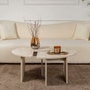 BigBuy Home Table basse MOIRA Ronde Effet marbre travertin