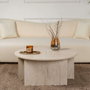 BigBuy Home Table basse MOIRA Ronde Effet marbre travertin