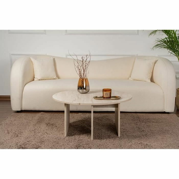 BigBuy Home Table basse MOIRA Ronde Effet marbre travertin BigBuy Home Table basse MOIRA Ronde Effet marbre travertin