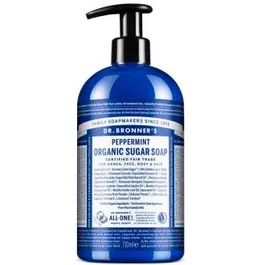Dr. Bronner's Savon au Sucre Menthe 710 ml - Détergent Corps et Cheveux Bio
