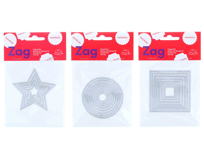 Misskuty Set de 19 emporte-pièces fins ZAG - Étoiles, Cercles, Carrés