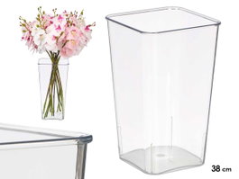 Giftdecor Jarron Aparenza Carré en Acrylique Transparent 38 cm de Haut (19 x 19 cm Base 14 x 14 cm) (Set de 12)
