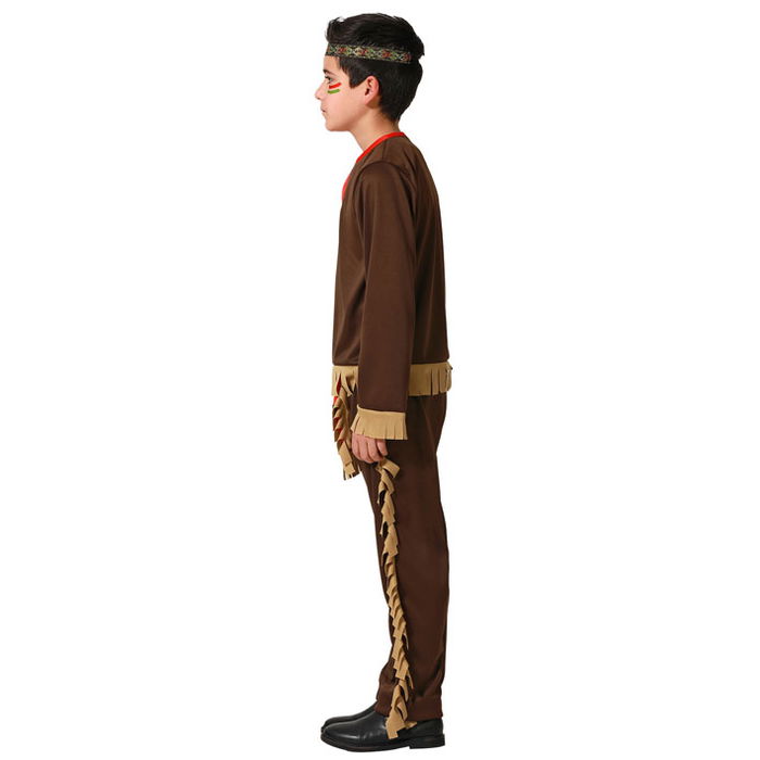 Costume d'Indien Rouge pour Enfant Garçon 10-12 Ans avec Camisette, Pantalon et Bandeau - Carnaval, Far West