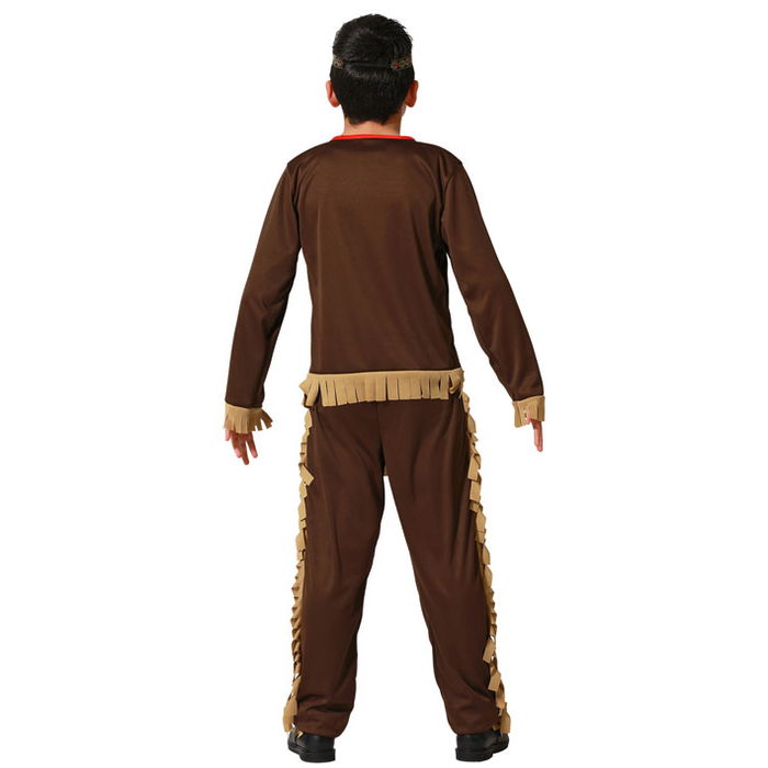 Costume d'Indien Rouge pour Enfant Garçon 10-12 Ans avec Camisette, Pantalon et Bandeau - Carnaval, Far West
